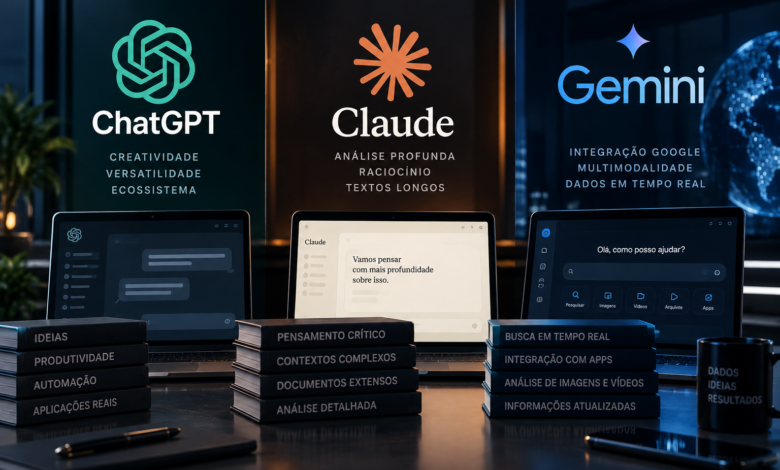 Qual IA é melhor: ChatGPT, Claude ou Gemini
